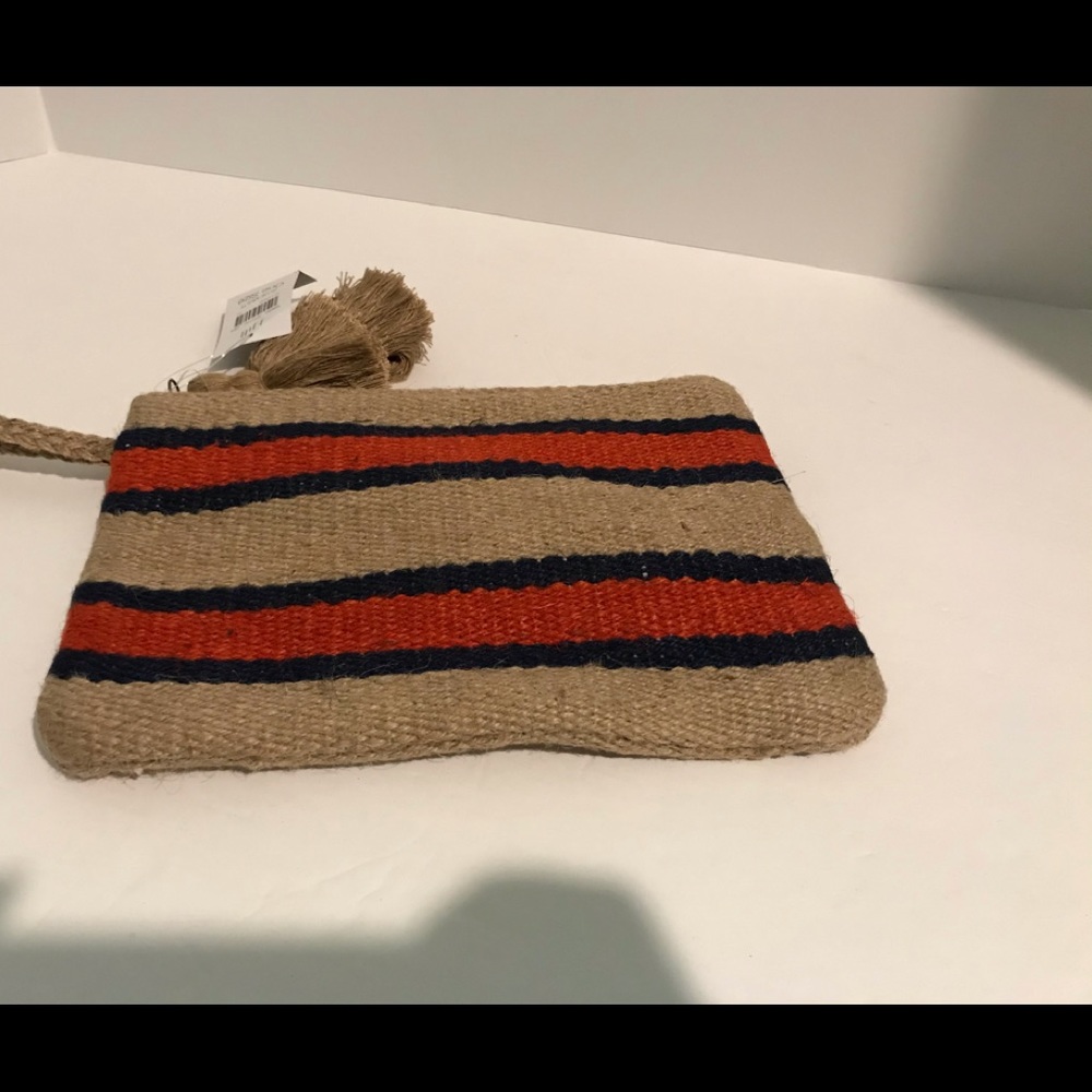 J. Jill Blue Multi Woven Jute Clutch Purse